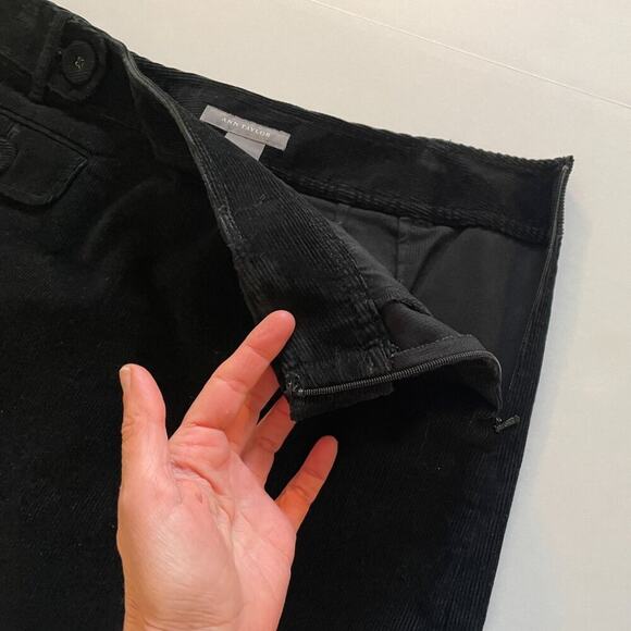 Ann Taylor Black Corduroy A Line Skirt, Front Button Pockets, Preppy, Size 8 - Picture 4 of 9